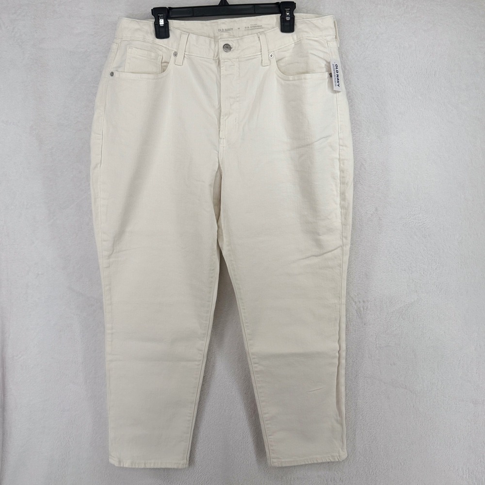 Old Navy O.G. Straight Jeans Womens 16 White High Rise Secret Smooth Pockets NWT